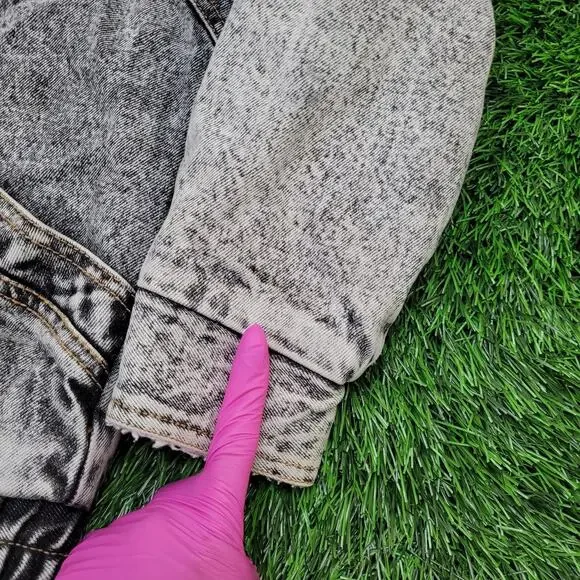 Vintage 80s Biker Denim Jacket Womens M/L 23x25 Sherpa-Lined - Picture 7 of 16